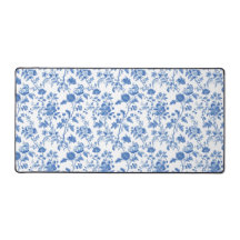Patrón de toile floral vintage blanco azul
