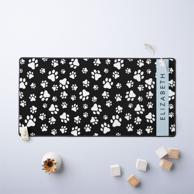Alfrombrillas De Escritorio Patrón de traza, garras de perro, negro y blanco,  (Mesa para niños)