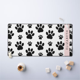 Alfrombrillas De Escritorio Patrón de traza, garras de perro, negro y blanco,