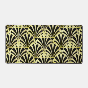 Alfrombrillas De Escritorio Patrón de ventilador Art Deco oro negro elegante v
