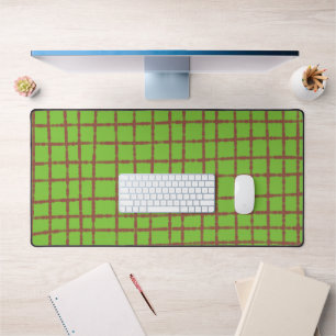 Alfrombrillas De Escritorio Patrón de verificación verde y marrón elegante fun