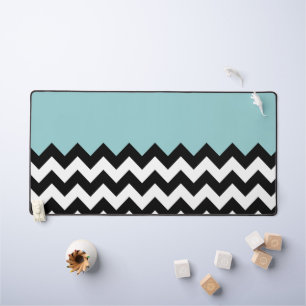 Alfrombrillas De Escritorio Patrón de zigzag negro y blanco, chevron, azul