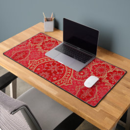 Alfrombrillas De Escritorio Patrón dorado rojo ORIENTAL - Deskmat, almohadilla