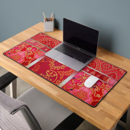 Alfrombrillas De Escritorio Patrón dorado rojo ORIENTAL - Deskmat, almohadilla