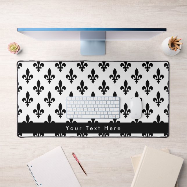 Alfrombrillas De Escritorio Patrón Fleur de Lis, francés, real, negro (Oficina 1)
