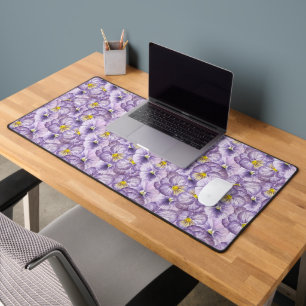 Alfrombrillas De Escritorio Patrón floral acuarela con paneles violetas