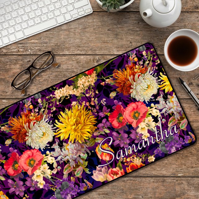 Alfrombrillas De Escritorio Patrón floral amarillo violeta elegante (Subido por el creador)