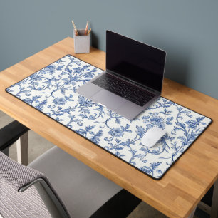Alfrombrillas De Escritorio Patrón floral azul Toile de Jouy estilo país franc