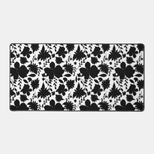 Alfrombrillas De Escritorio Patrón floral blanco y negro