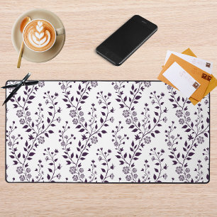 Alfrombrillas De Escritorio Patrón floral boho moderno ciruela blanco