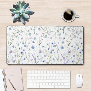 Alfrombrillas De Escritorio Patrón Floral de Flor Silvestre Bonita Azul Púrpur