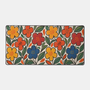 Alfrombrillas De Escritorio Patrón floral estilo retro de los años 60