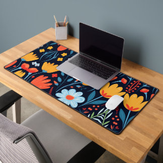 Alfrombrillas De Escritorio Patrón floral negro femenino
