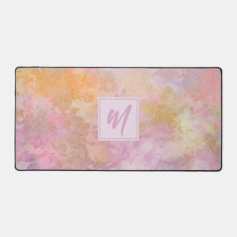 Alfrombrillas De Escritorio Patrón Floral Pastel Monograma de Letra Chic