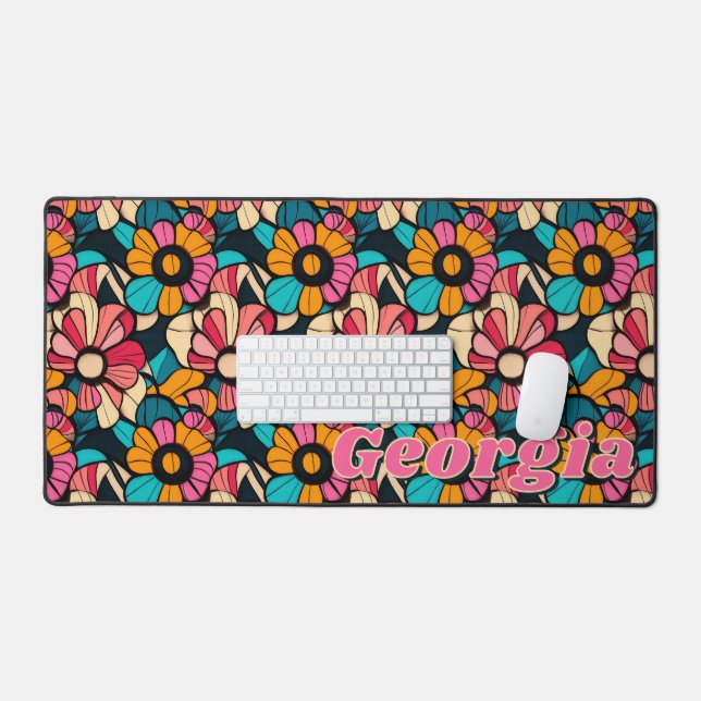 Alfrombrillas De Escritorio Patrón floral retro fantástico personalizado (Teclado y ratón)