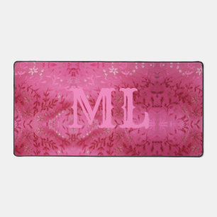 Alfrombrillas De Escritorio Patrón floral suave, flores blancas y ramas rosada