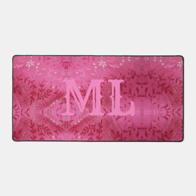 Alfrombrillas De Escritorio Patrón floral suave, flores blancas y ramas rosada (Anverso)