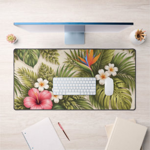 Alfrombrillas De Escritorio Patrón floral tropical – Hibisco, Monstera 