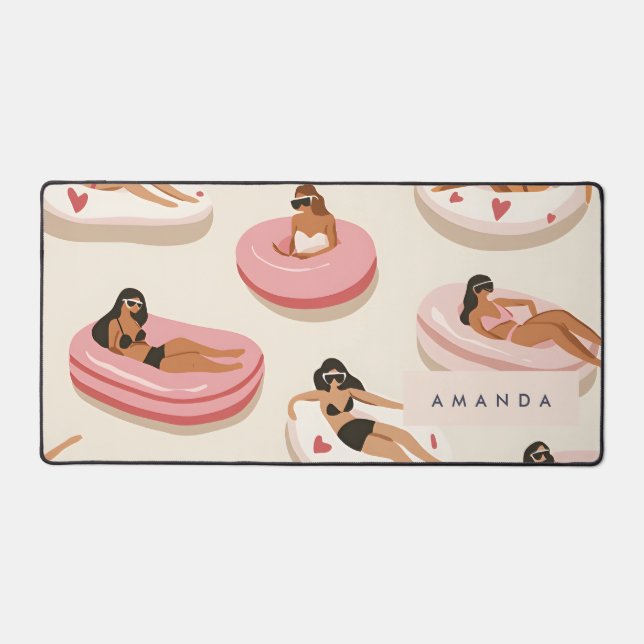 Alfrombrillas De Escritorio Patrón flotante de piscina de verano personalizado (Anverso)