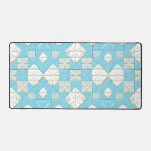 Alfrombrillas De Escritorio Patrón geométrico azul y blanco