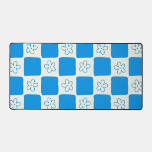 Alfrombrillas De Escritorio Patrón Preppy Blue Flower Checkpoint
