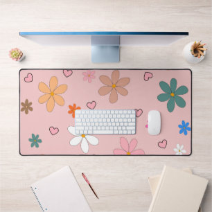 Alfrombrillas De Escritorio Patrón Preppy de Corazón de Flor Colorida Rosa Y2K