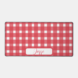 Alfrombrillas De Escritorio Patrón rojo de Gingham blanco