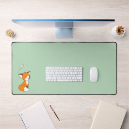 Alfrombrillas De Escritorio Pequeño zorro somnoliento y suave en verde