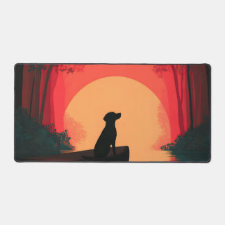 Alfrombrillas De Escritorio Perro negro de Labrador minimalista al atardecer