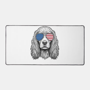 Alfrombrillas De Escritorio Perro Patriótico con Gafas de Sol de Bandera Vinta