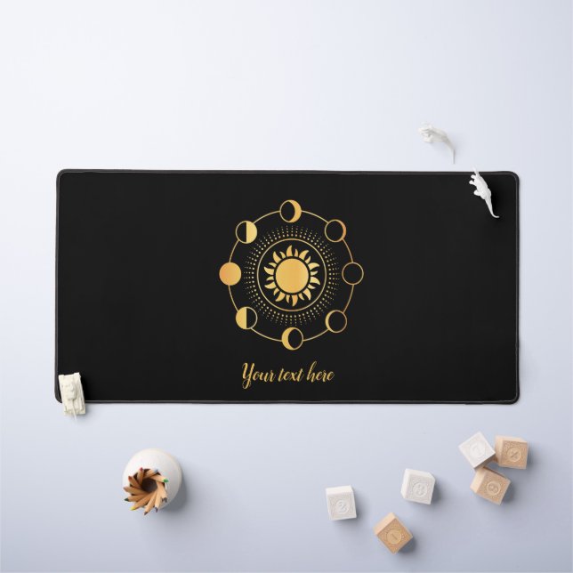 Alfrombrillas De Escritorio Personalizable del Sol Dorado y Fases de Luna (Mesa para niños)