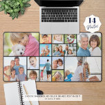Alfrombrillas De Escritorio Personalizado 14 Collage de fotos moderno simple<br><div class="desc">Crea tu propia alfombra de escritorio de fotos utilizando esta plantilla de collage de fotos única y fácil de cargar que incluye 14 imágenes de varias formas y tamaños en tu elección de color de fondo. Muestra fotos favoritas de familiares, amigos, mascotas y viajes de vacaciones. Cambiar el color o...</div>