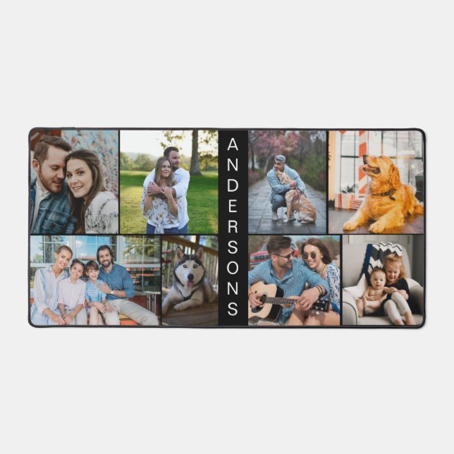 Alfrombrillas De Escritorio Personalizado 8 Collage de fotos Negro simple (Anverso)