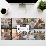 Alfrombrillas De Escritorio Personalizado 8 Collage de fotos Perro Mascota Hue<br><div class="desc">¡Muestra a tu mejor amigo con esta alfombra de escritorio de fotos de perro negro! Con un fondo negro elegante, un collage de ocho adorables fotos y un lindo hueso de perro con el nombre de tu perro, esta alfombra de escritorio es la manera perfecta de iluminar tu espacio de...</div>