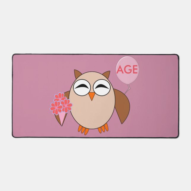 Alfrombrillas De Escritorio Personalizado Age Birthday Owl (Anverso)