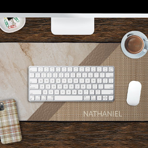 Alfrombrillas De Escritorio Personalizado Beige Tan Taupe Marble de cuero marr