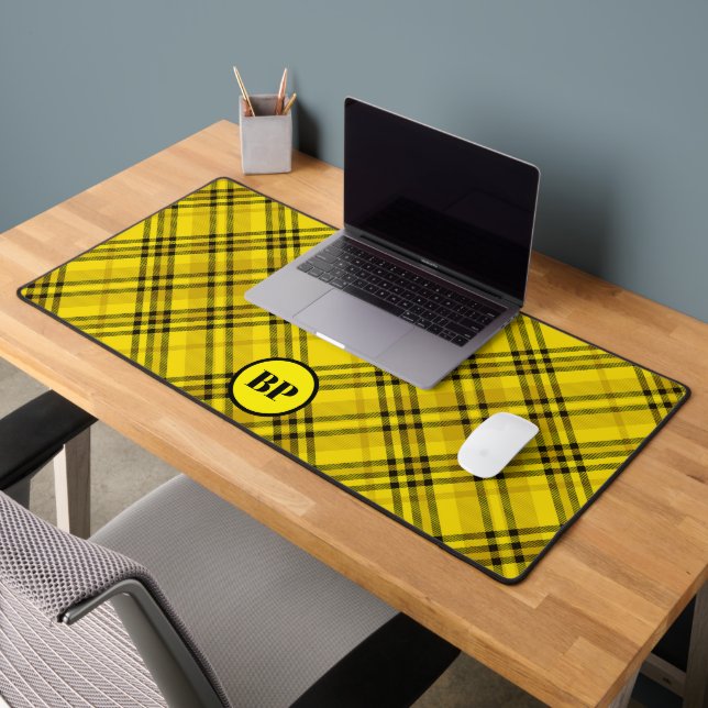 ALFROMBRILLAS DE ESCRITORIO PERSONALIZADO CHECK PLAID ELEGANT AMARILLO NEGRO (Oficina 2)