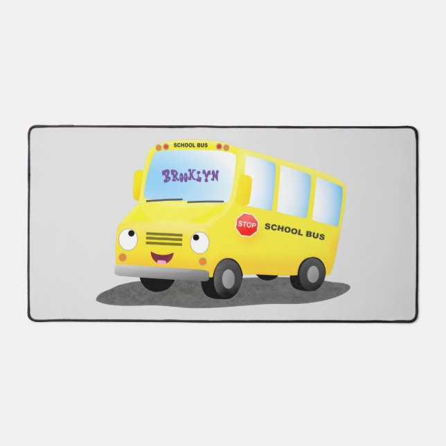 Alfrombrillas De Escritorio Personalizado de autobús escolar alegre y amarillo (Anverso)