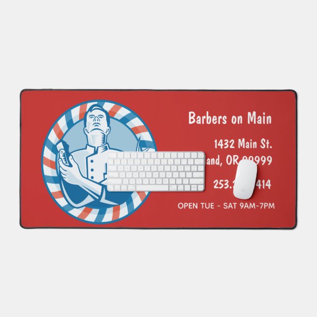 Alfrombrillas De Escritorio Personalizado de distintivos de barber retro (Teclado y ratón)