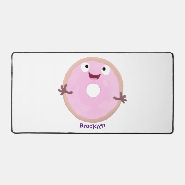 Alfrombrillas De Escritorio Personalizado de donut rosa alegre y brillante (Anverso)