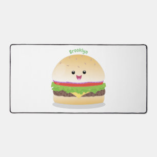 Alfrombrillas De Escritorio Personalizado de hamburguesa kawaii feliz