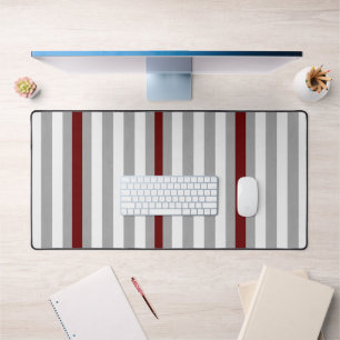Alfrombrillas De Escritorio Personalizado Desk Mat Stripe Gray Burgundy
