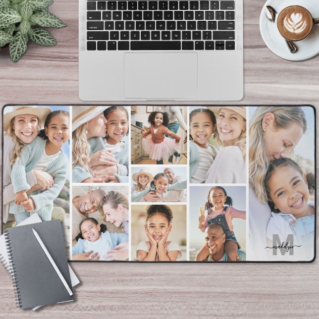 Alfrombrillas De Escritorio Personalizado Haga su propio Collage de fotos 9 (Custom Make Your Own 9 Photo Collage Desk Mat)