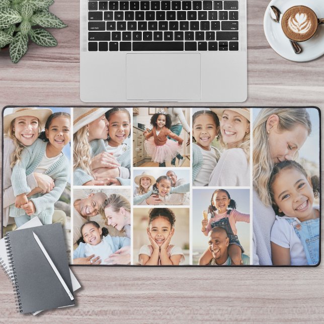 Alfrombrillas De Escritorio Personalizado Haz tu propio Collage de fotos 9 (Personalized Make Your Own 9 Photo Collage Desk Mat)