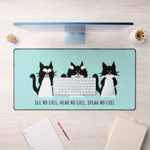 Alfrombrillas De Escritorio Personalizado lindo Tuxedo blanco negro gatos Aqua