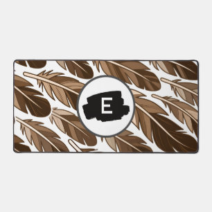Alfrombrillas De Escritorio Personalizado Monograma Boho Desk Mat - Plumas mar