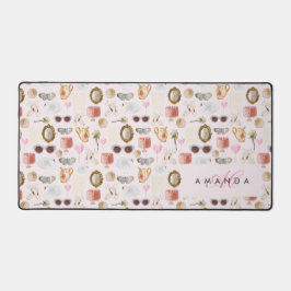 Alfrombrillas De Escritorio Personalizado Monograma Coquette Cute chica Rosa F