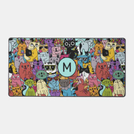 Alfrombrillas De Escritorio Personalizado Monograma Gracioso Gatos Ilustracion