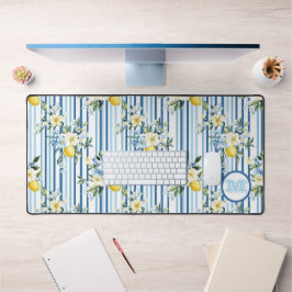 Alfrombrillas De Escritorio Personalizado Monogramed Floral Lemon Desk Mat