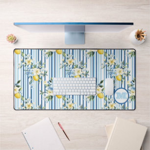 Alfrombrillas De Escritorio Personalizado Monogramed Floral Lemon Desk Mat